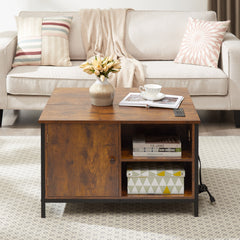 Lift-Top Coffee Table with Hidden Storage, Rustic Brown