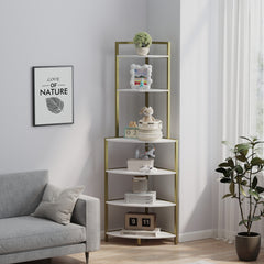 6-Tier Corner Bookshelf, Space-Saving Wood Rack for Home & Office