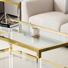 Modern minimalist style gold metal frame with acrylic leg coffee table