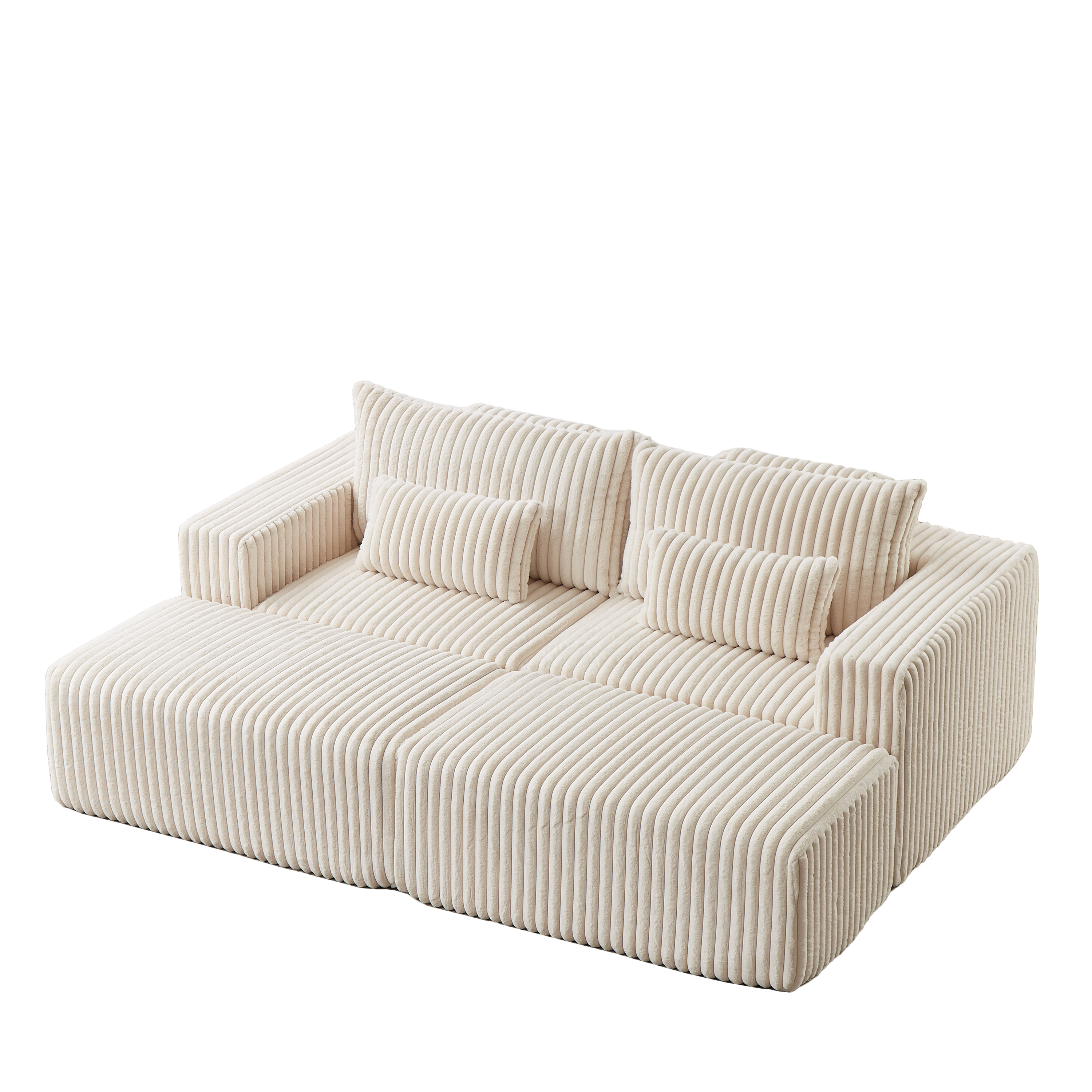 87" Oversized Sectional Lounge Chaise,No Assembly Required,Cloud Plush Loveseat with two Removable Footstool,Fluffy Modern Sleeper Chair for Indoor Living Room Bedroom