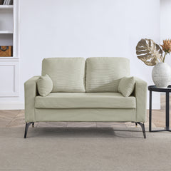 Loveseat Living Room Sofa,with Square Arms and Tight Back, with Two Small Pillows,Corduroy Beige