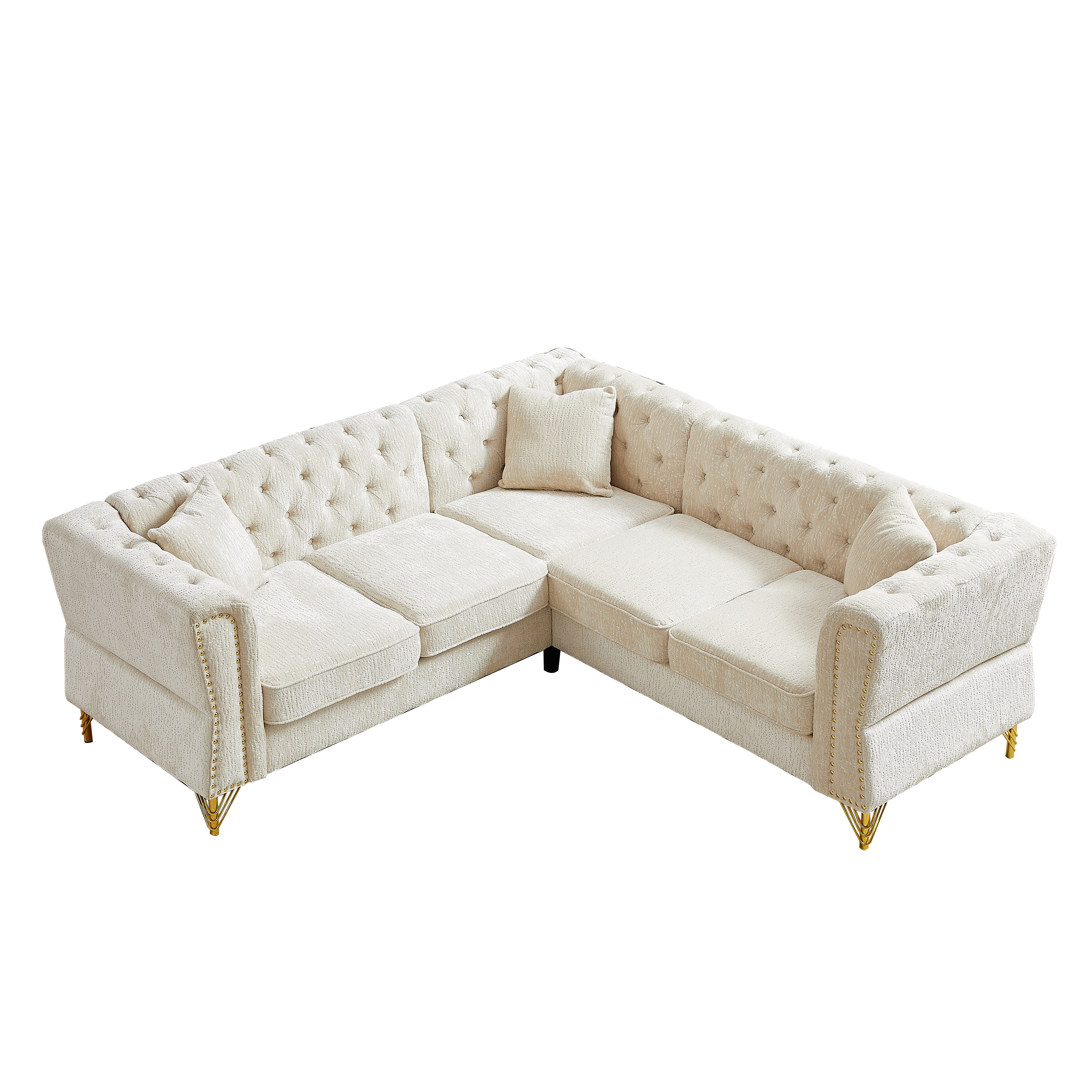 81.5-Inch Chenille Corner Sofa , L-Shaped Sectional Couch, 5-Seater Corner Sofas with 3 Cushions for Living Room, Bedroom, Apartment, Office