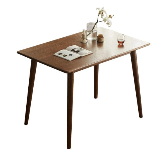 Minimalistic Rectangular Fraxinus Mandshurica Dining Table in Brown H41R01