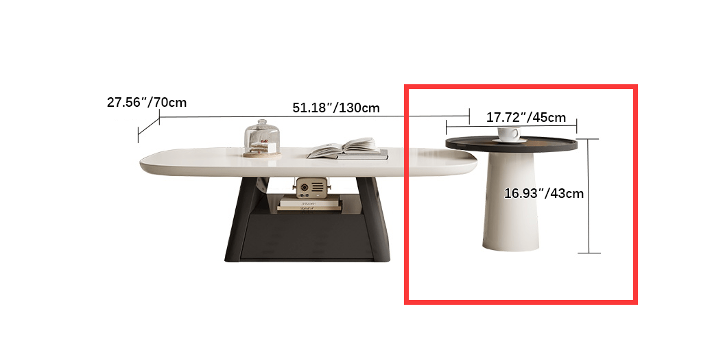 Modern Oval Pine Wood Coffee Table & Side Table with Storage - Stylish & Elegant Design for Your Living Room hjl-1232