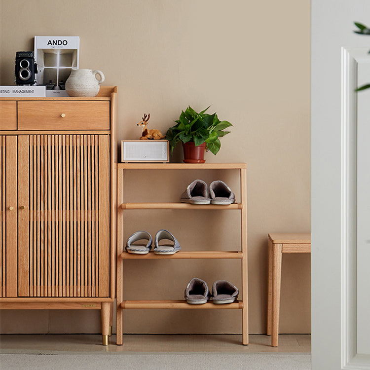 Minimalistic Beech Wood Shoe Rack – Perfect Organizer for Small Space F02090