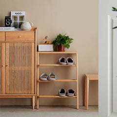 Minimalistic Beech Wood Shoe Rack – Perfect Organizer for Small Space F02090