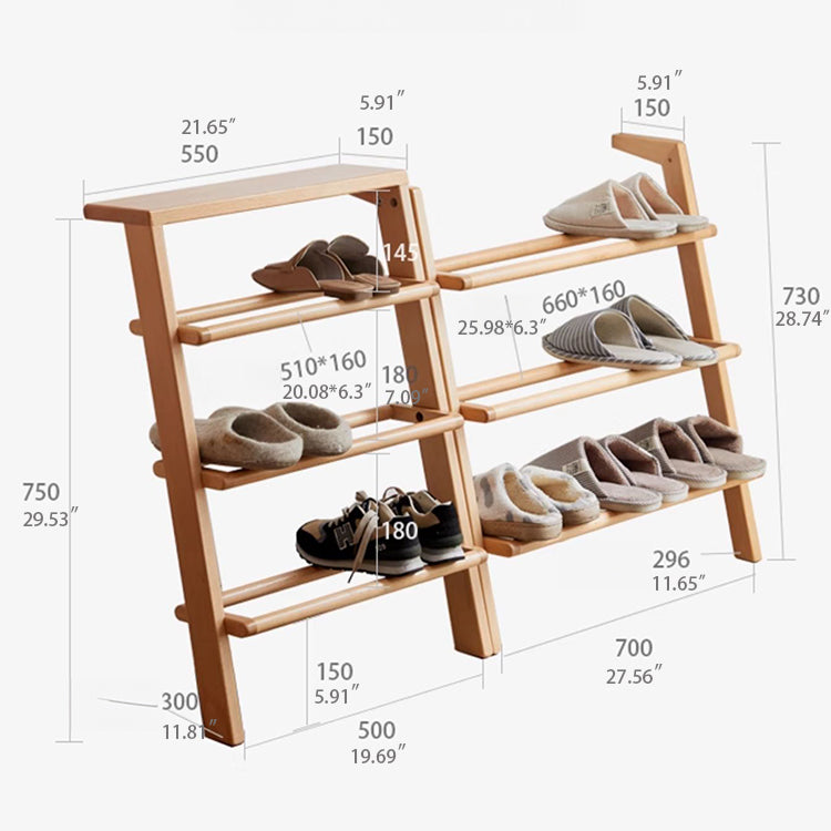 Minimalistic Beech Wood Shoe Rack – Perfect Organizer for Small Space F02090