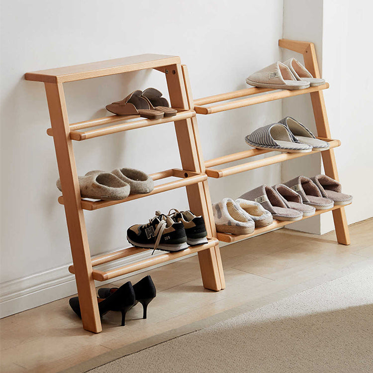 Minimalistic Beech Wood Shoe Rack – Perfect Organizer for Small Space F02090