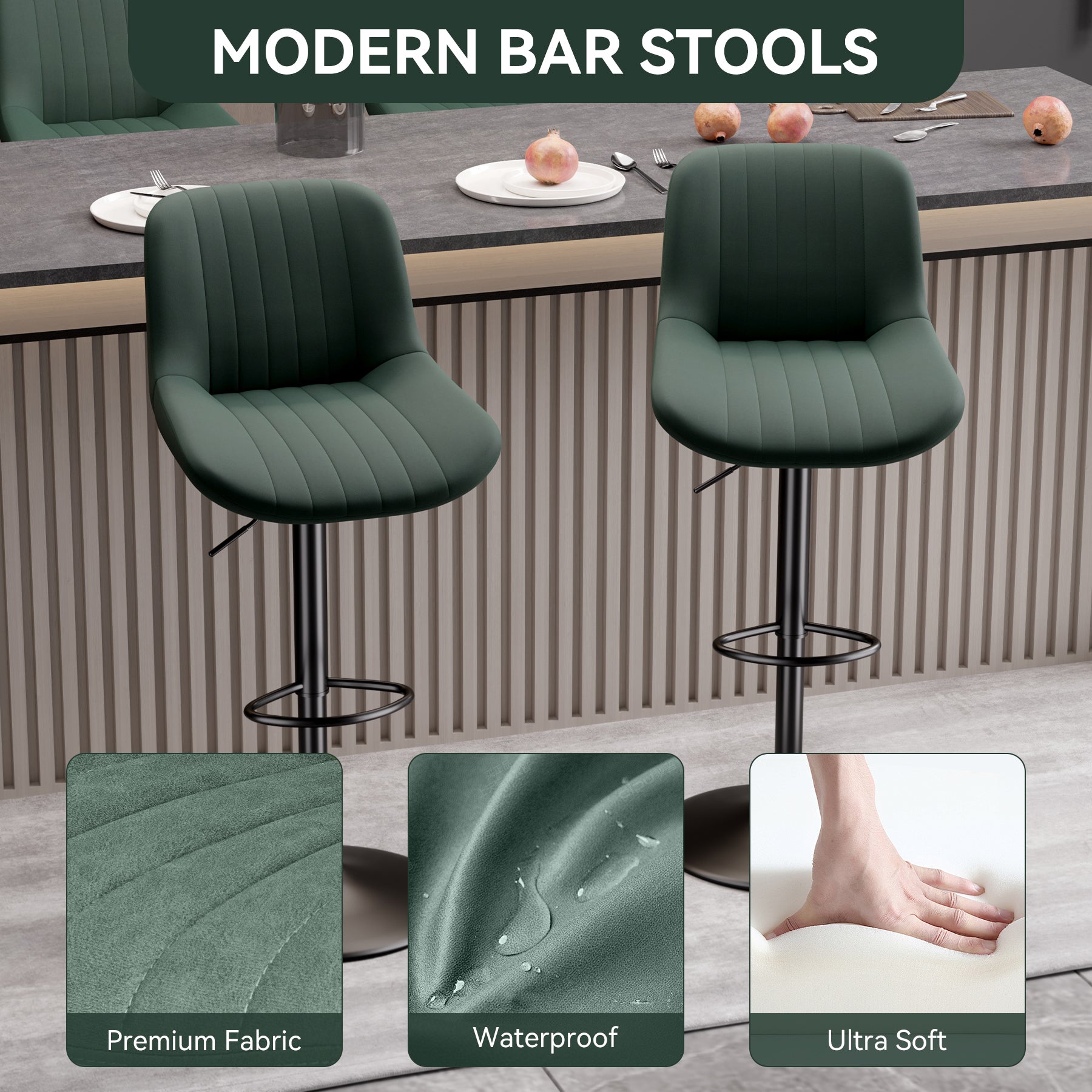 Modern Adjustable Bar Stools - Sleek Leathaire & Iron Construction for Home or Bar FU01016