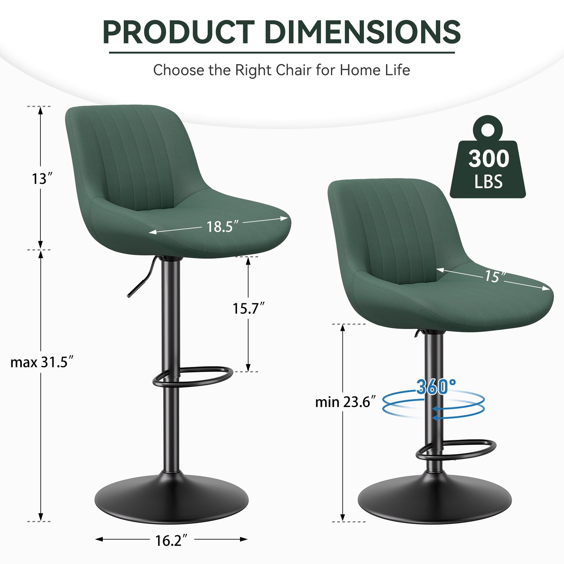 Modern Adjustable Bar Stools - Sleek Leathaire & Iron Construction for Home or Bar FU01016