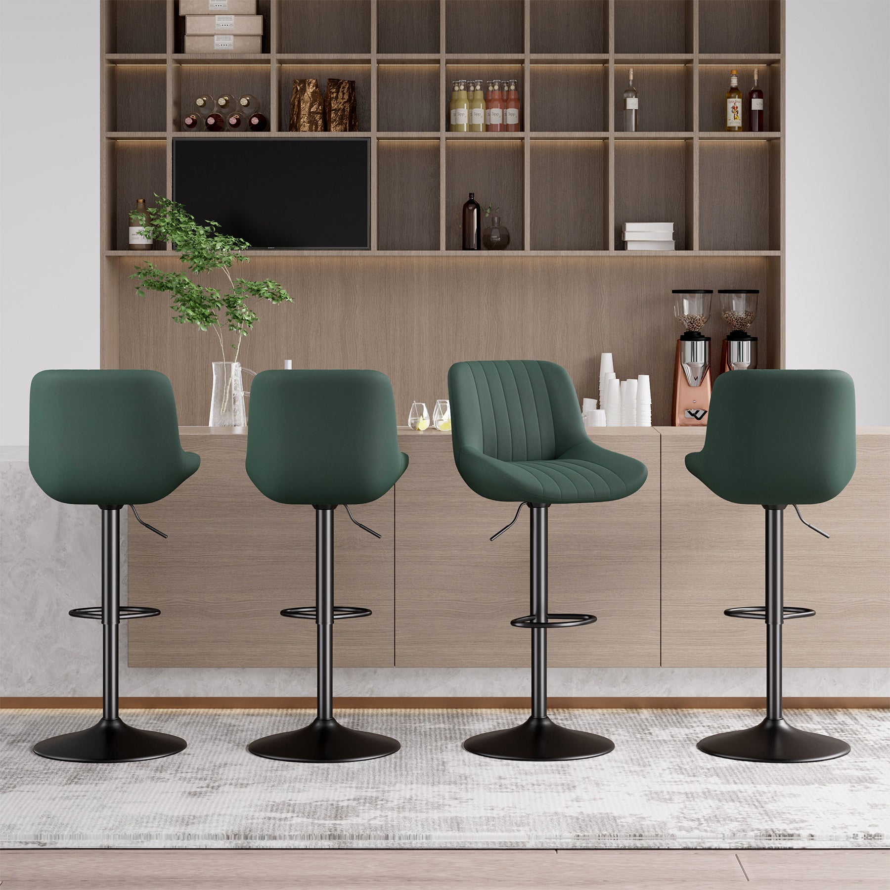 Modern Adjustable Bar Stools - Sleek Leathaire & Iron Construction for Home or Bar FU01016