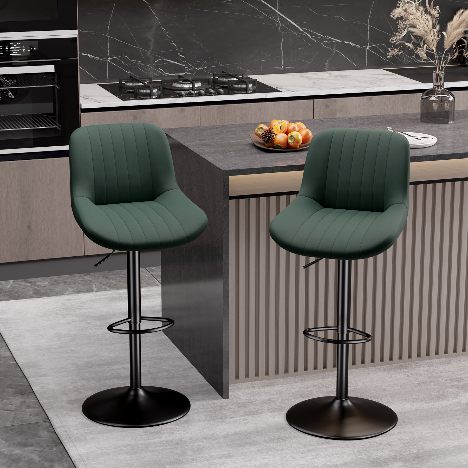 Modern Adjustable Bar Stools - Sleek Leathaire & Iron Construction for Home or Bar FU01016