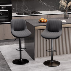 Modern Adjustable Bar Stools - Sleek Leathaire & Iron Construction for Home or Bar FU01016