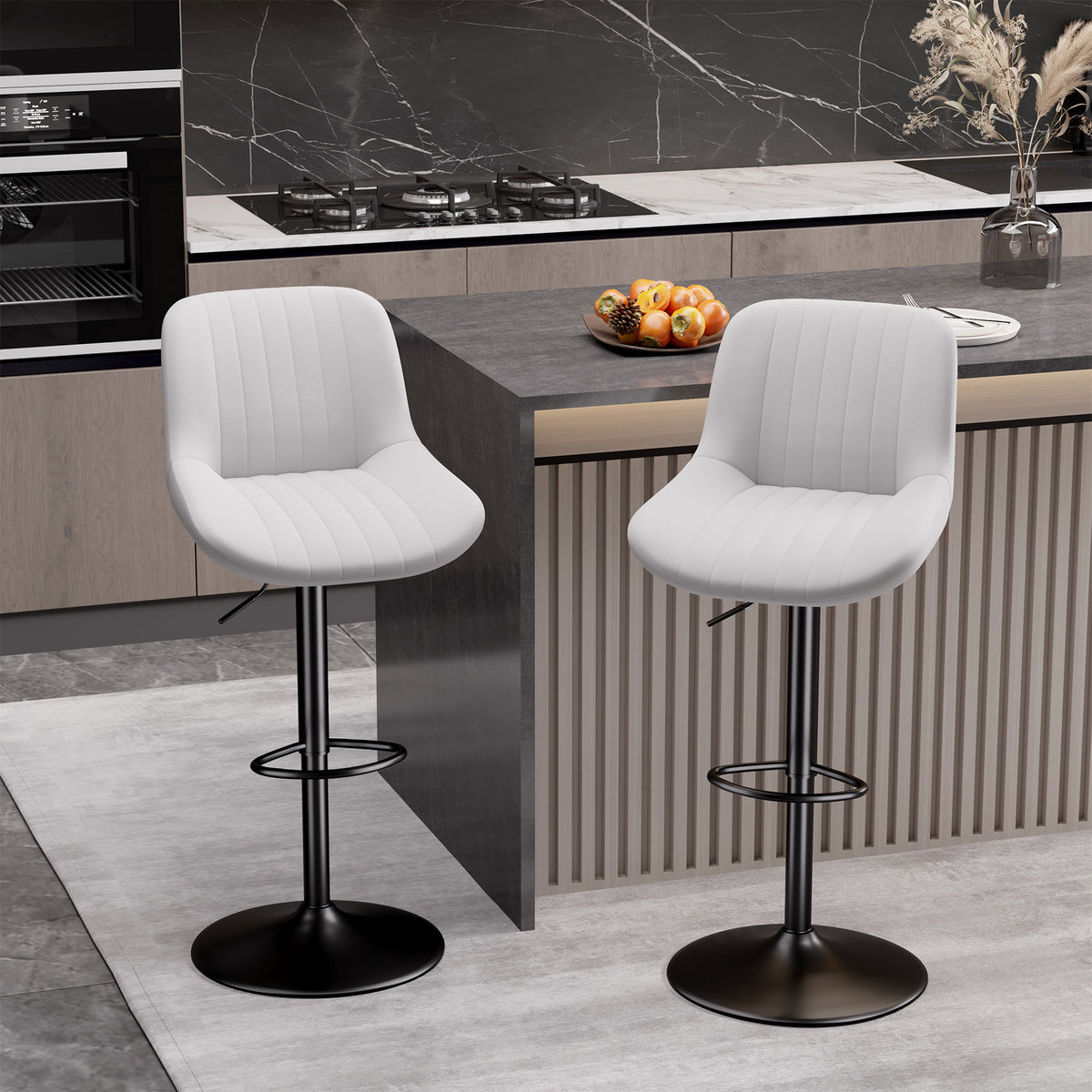 Modern Adjustable Bar Stools - Sleek Leathaire & Iron Construction for Home or Bar FU01016