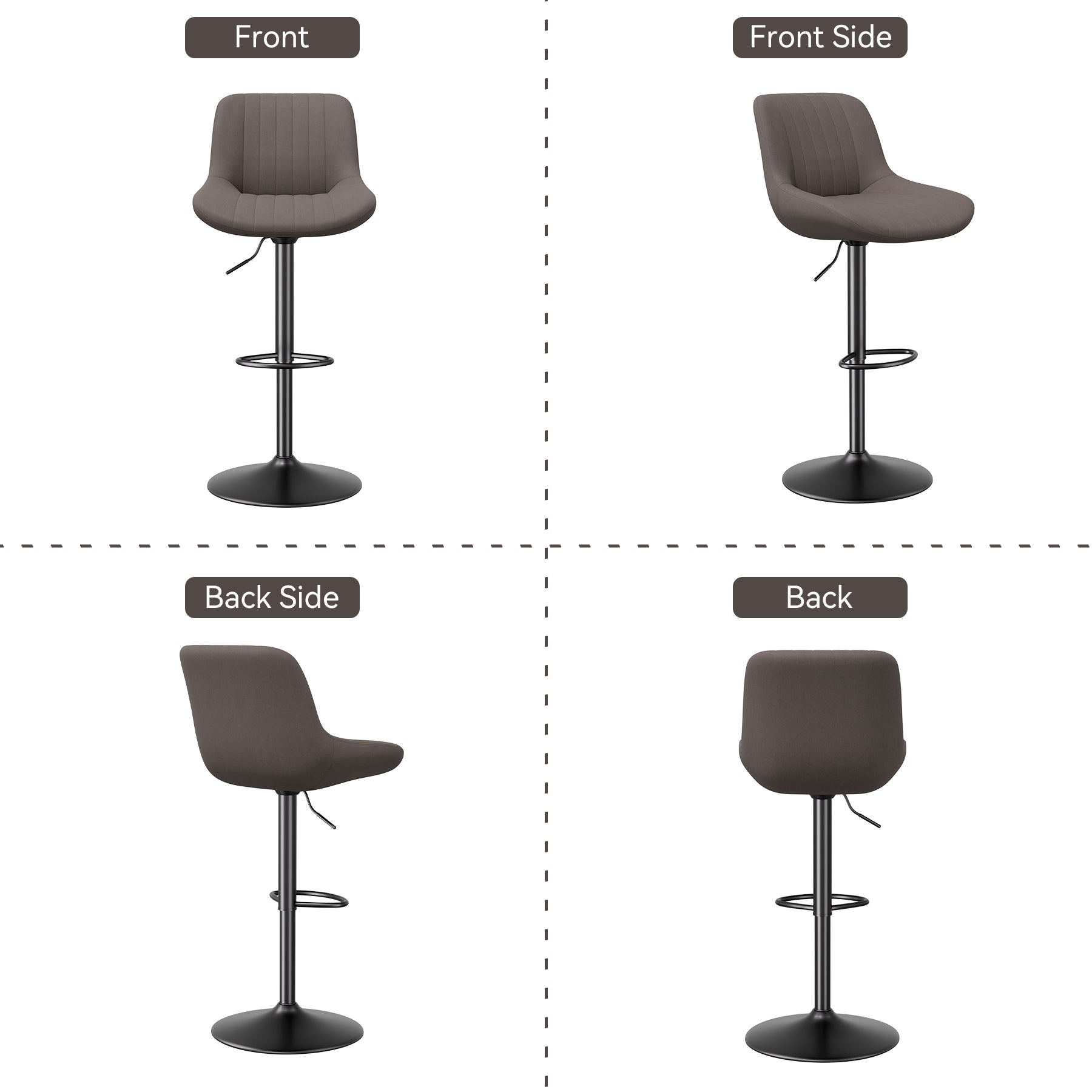 Modern Adjustable Bar Stools - Sleek Leathaire & Iron Construction for Home or Bar FU01016