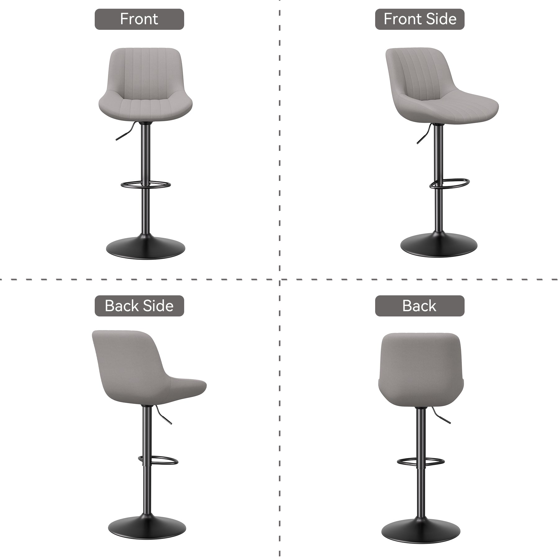 Modern Adjustable Bar Stools - Sleek Leathaire & Iron Construction for Home or Bar FU01016