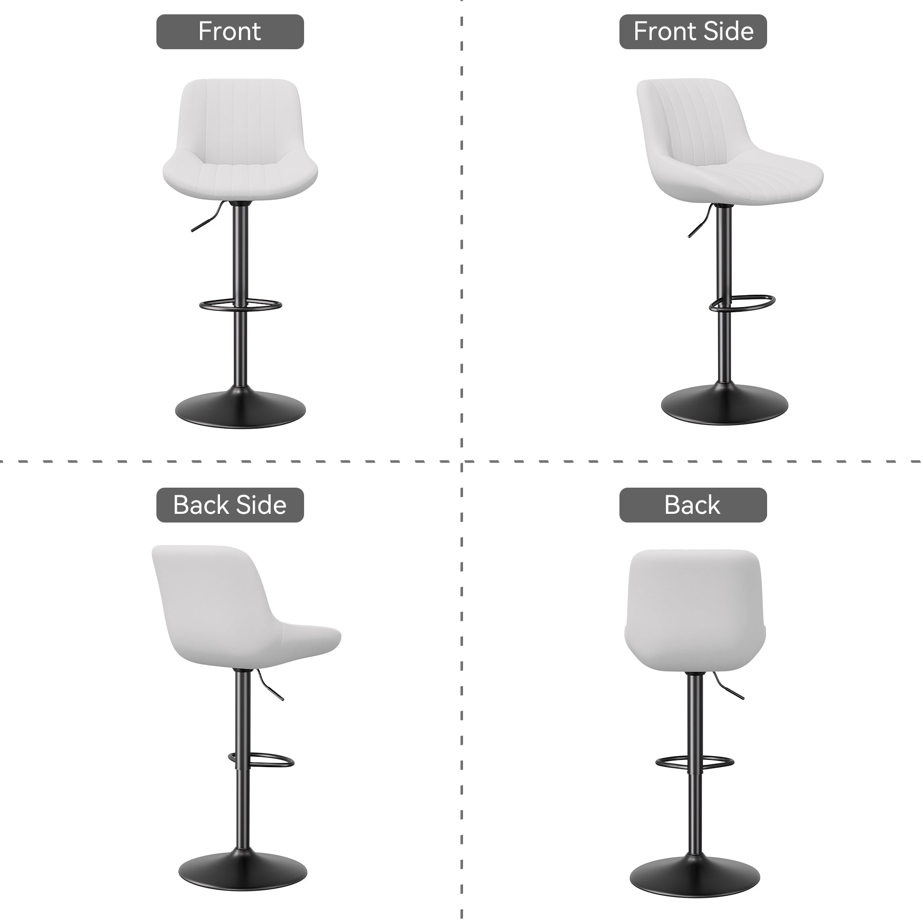 Modern Adjustable Bar Stools - Sleek Leathaire & Iron Construction for Home or Bar FU01016