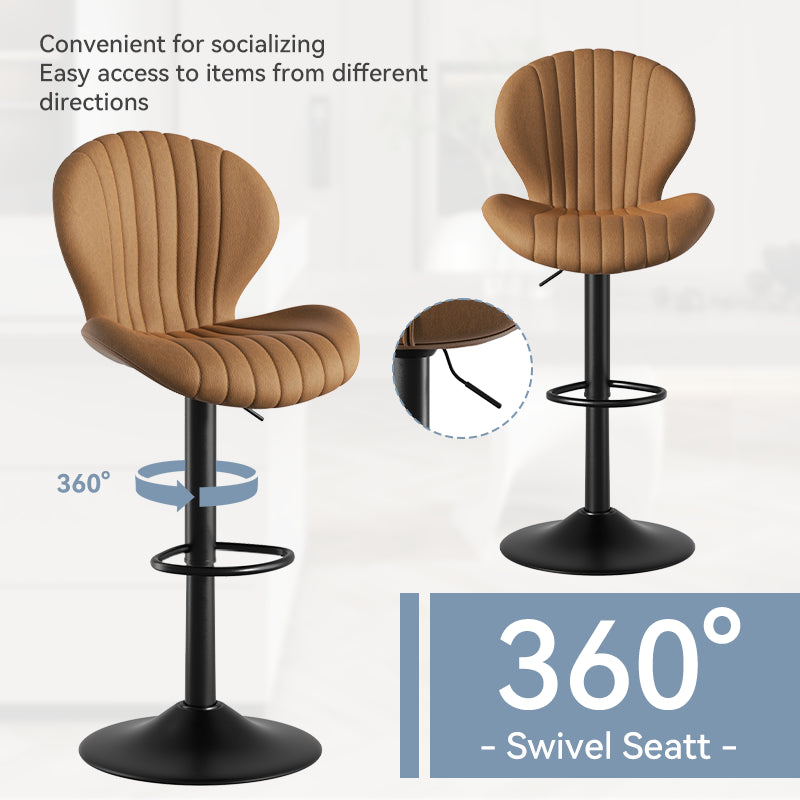 Elegant Adjustable Bar Chair - Modern Laminated Wood and Iron with Leathaire Upholstery FU01023