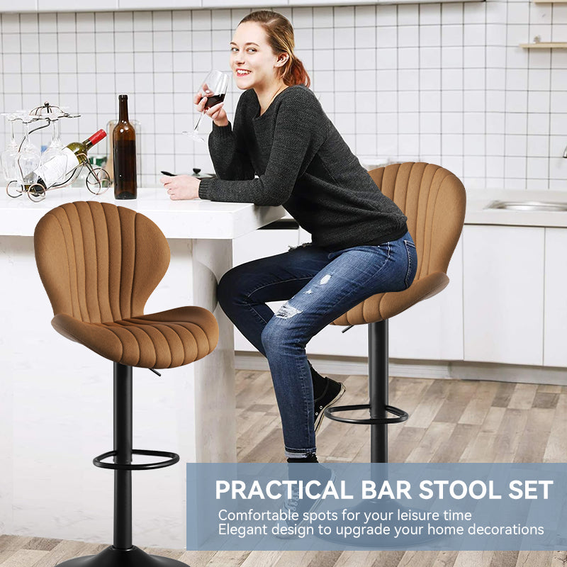 Elegant Adjustable Bar Chair - Modern Laminated Wood and Iron with Leathaire Upholstery FU01023