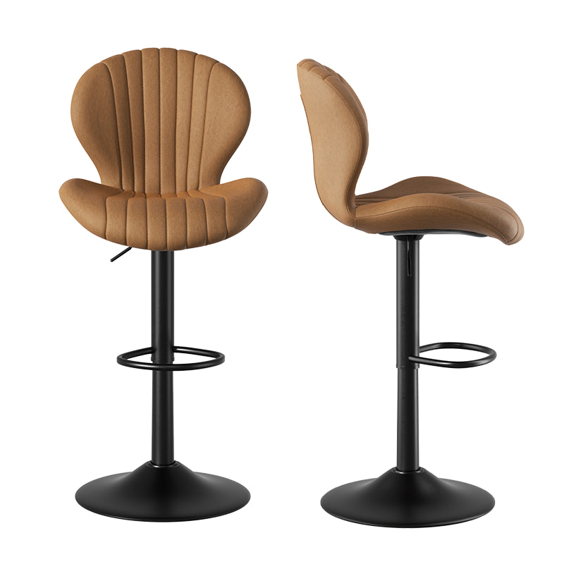 Elegant Adjustable Bar Chair - Modern Laminated Wood and Iron with Leathaire Upholstery FU01023