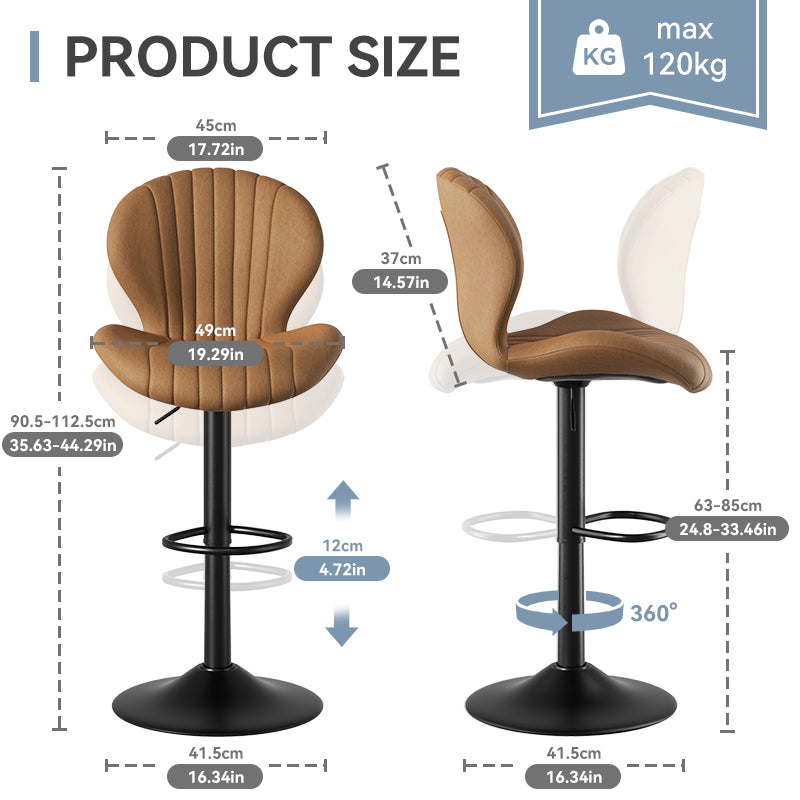 Elegant Adjustable Bar Chair - Modern Laminated Wood and Iron with Leathaire Upholstery FU01023