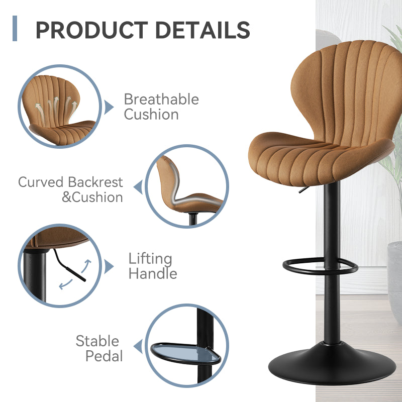 Elegant Adjustable Bar Chair - Modern Laminated Wood and Iron with Leathaire Upholstery FU01023