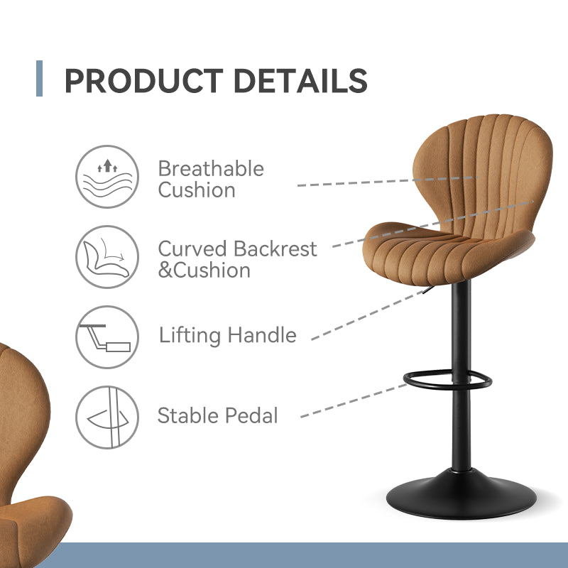 Elegant Adjustable Bar Chair - Modern Laminated Wood and Iron with Leathaire Upholstery FU01023