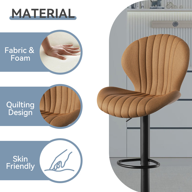 Elegant Adjustable Bar Chair - Modern Laminated Wood and Iron with Leathaire Upholstery FU01023