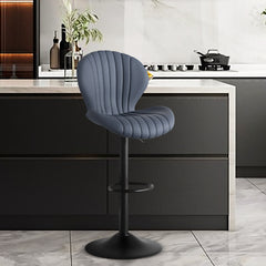 Elegant Adjustable Bar Chair - Modern Laminated Wood and Iron with Leathaire Upholstery FU01023