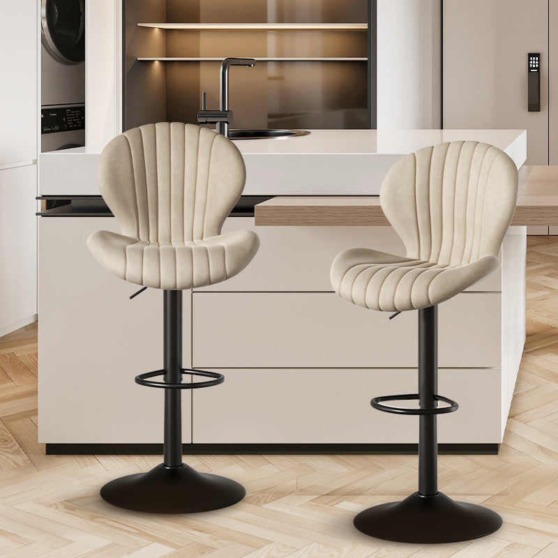 Elegant Adjustable Bar Chair - Modern Laminated Wood and Iron with Leathaire Upholstery FU01023