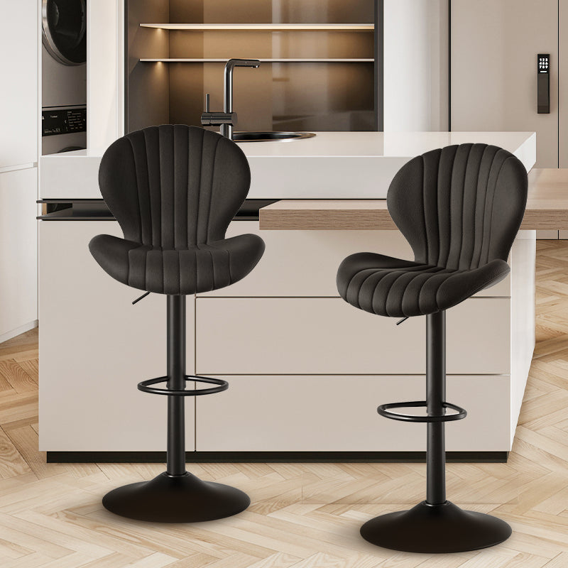 Elegant Adjustable Bar Chair - Modern Laminated Wood and Iron with Leathaire Upholstery FU01023