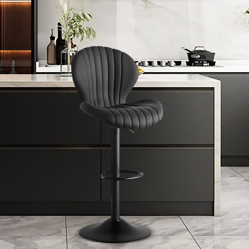 Elegant Adjustable Bar Chair - Modern Laminated Wood and Iron with Leathaire Upholstery FU01023