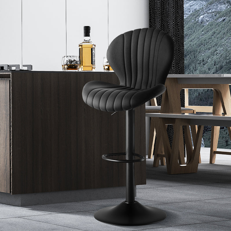 Elegant Adjustable Bar Chair - Modern Laminated Wood and Iron with Leathaire Upholstery FU01023