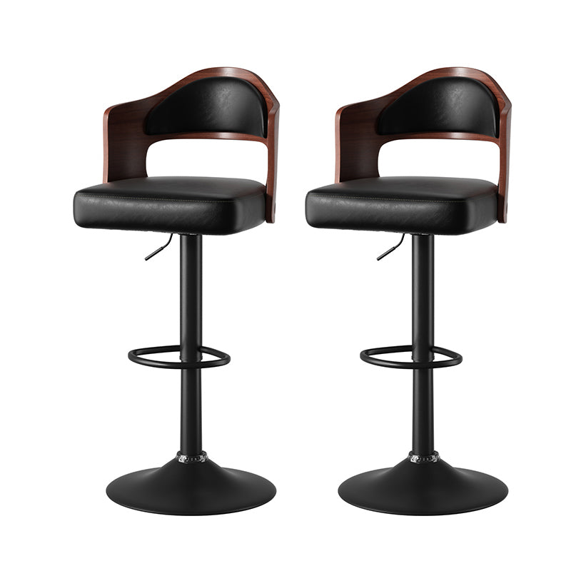 Stylish Plywood and Faux Leather Bar Chair with Adjustable Swivel Iron Base FU01025