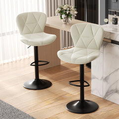 Modern Adjustable Faux Leather Bar Chair with Backrest - Stylish Black Counter Stool FU01034