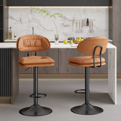 Adjustable Faux Leather Bar Stool with Metal Base chairs– Sleek Modern Design, 300 lbs Capacity FU01037