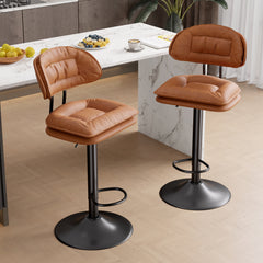 Adjustable Faux Leather Bar Stool with Metal Base chairs– Sleek Modern Design, 300 lbs Capacity FU01037