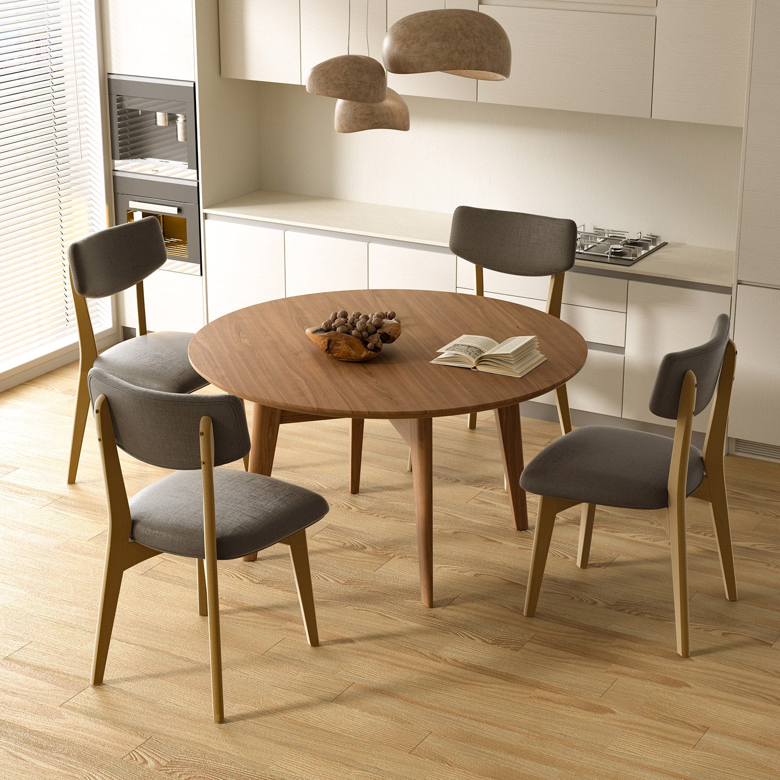 Modern Rubber Wood Dining Chair Chair*2 with Urethane Cushion - Perfect for Diningroom FU01038