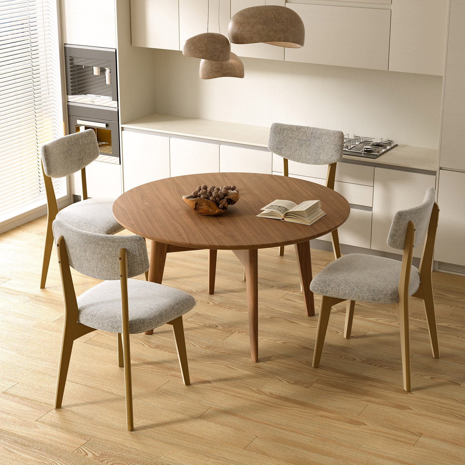 Modern Rubber Wood Dining Chair Chair*2 with Urethane Cushion - Perfect for Diningroom FU01038