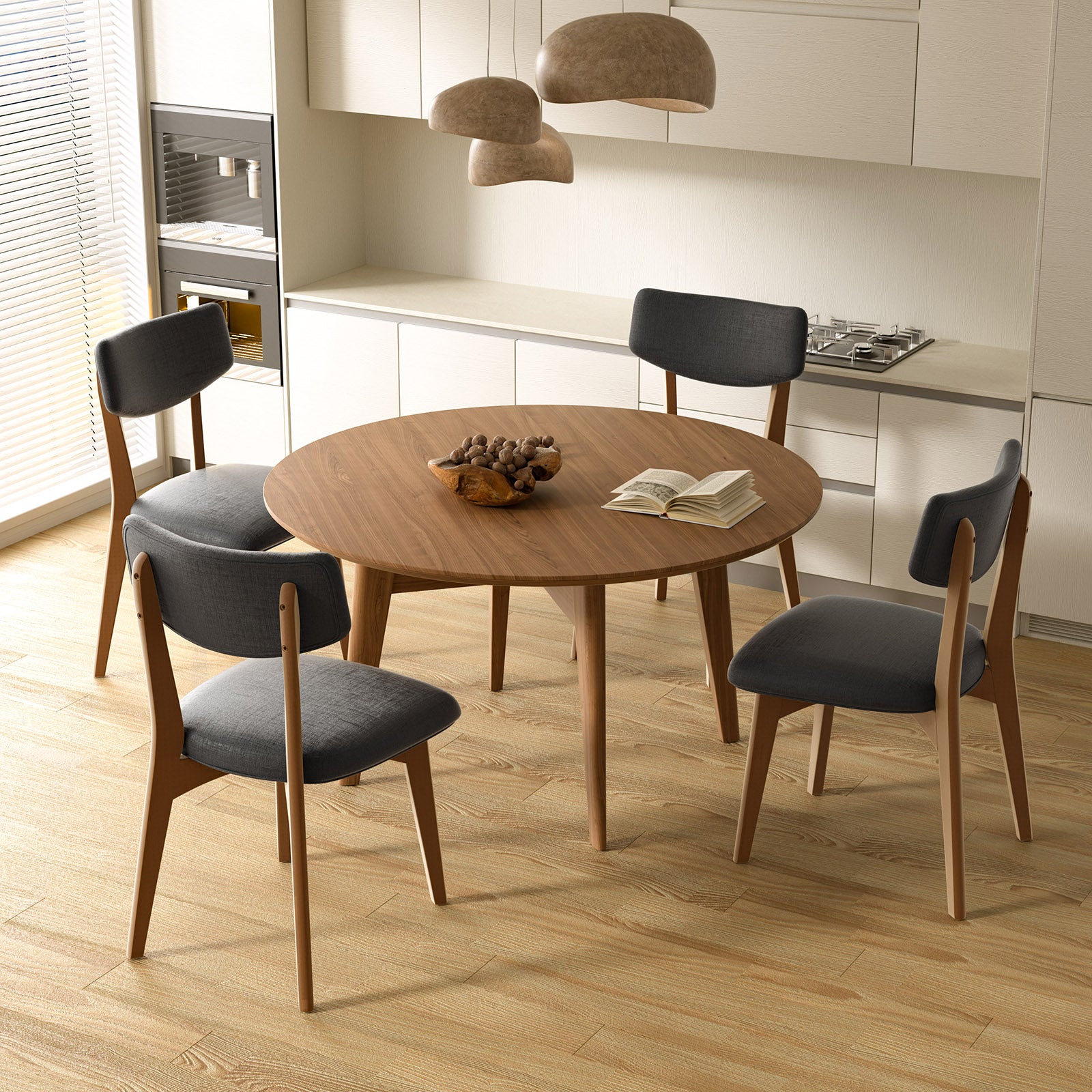 Modern Rubber Wood Dining Chair Chair*2 with Urethane Cushion - Perfect for Diningroom FU01038