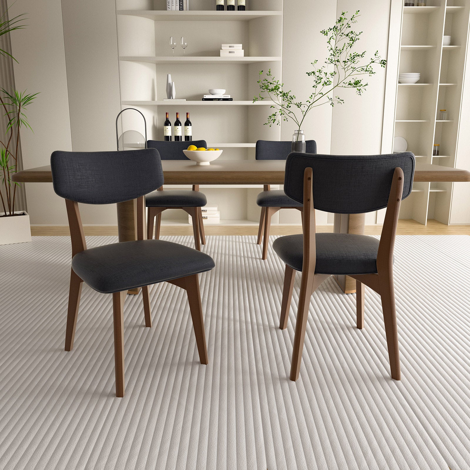 Modern Rubber Wood Dining Chair Chair*2 with Urethane Cushion - Perfect for Diningroom FU01038