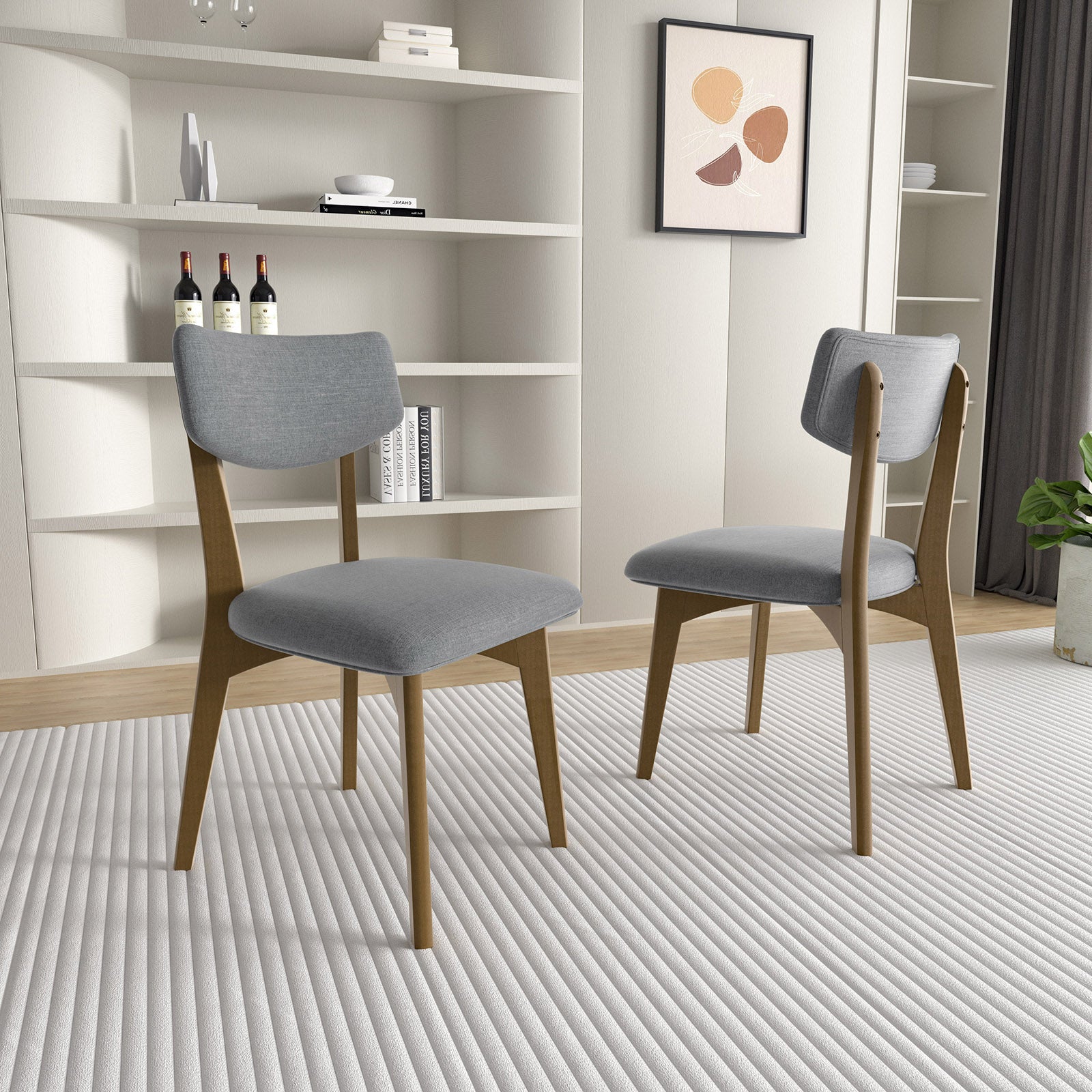 Modern Rubber Wood Dining Chair Chair*2 with Urethane Cushion - Perfect for Diningroom FU01038