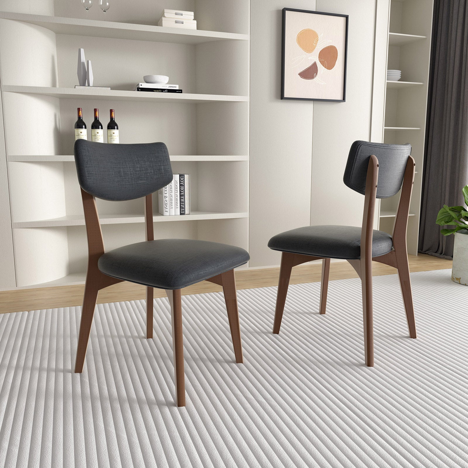 Modern Rubber Wood Dining Chair Chair*2 with Urethane Cushion - Perfect for Diningroom FU01038