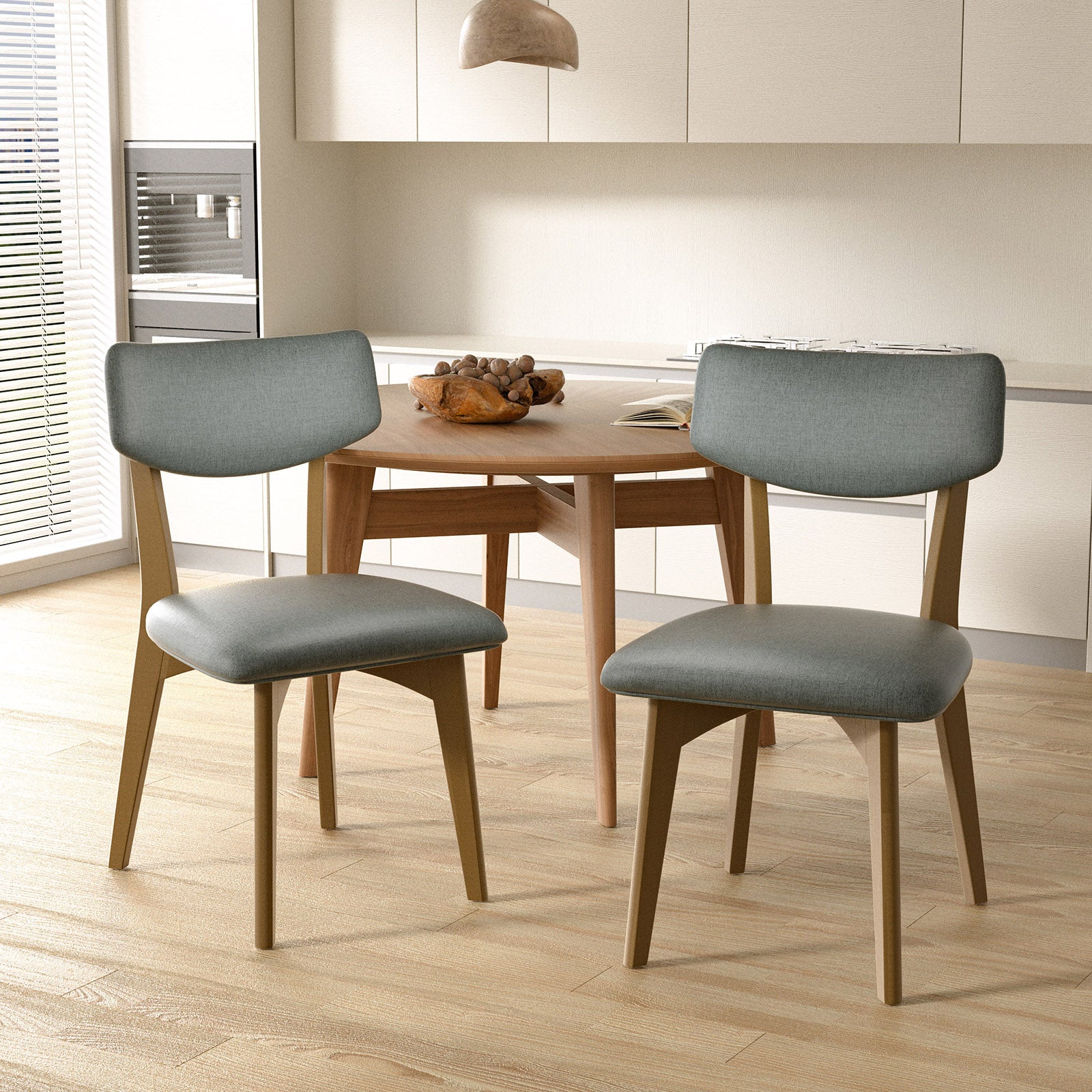 Modern Rubber Wood Dining Chair Chair*2 with Urethane Cushion - Perfect for Diningroom FU01038