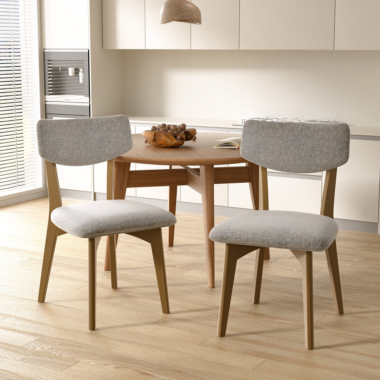 Modern Rubber Wood Dining Chair Chair*2 with Urethane Cushion - Perfect for Diningroom FU01038