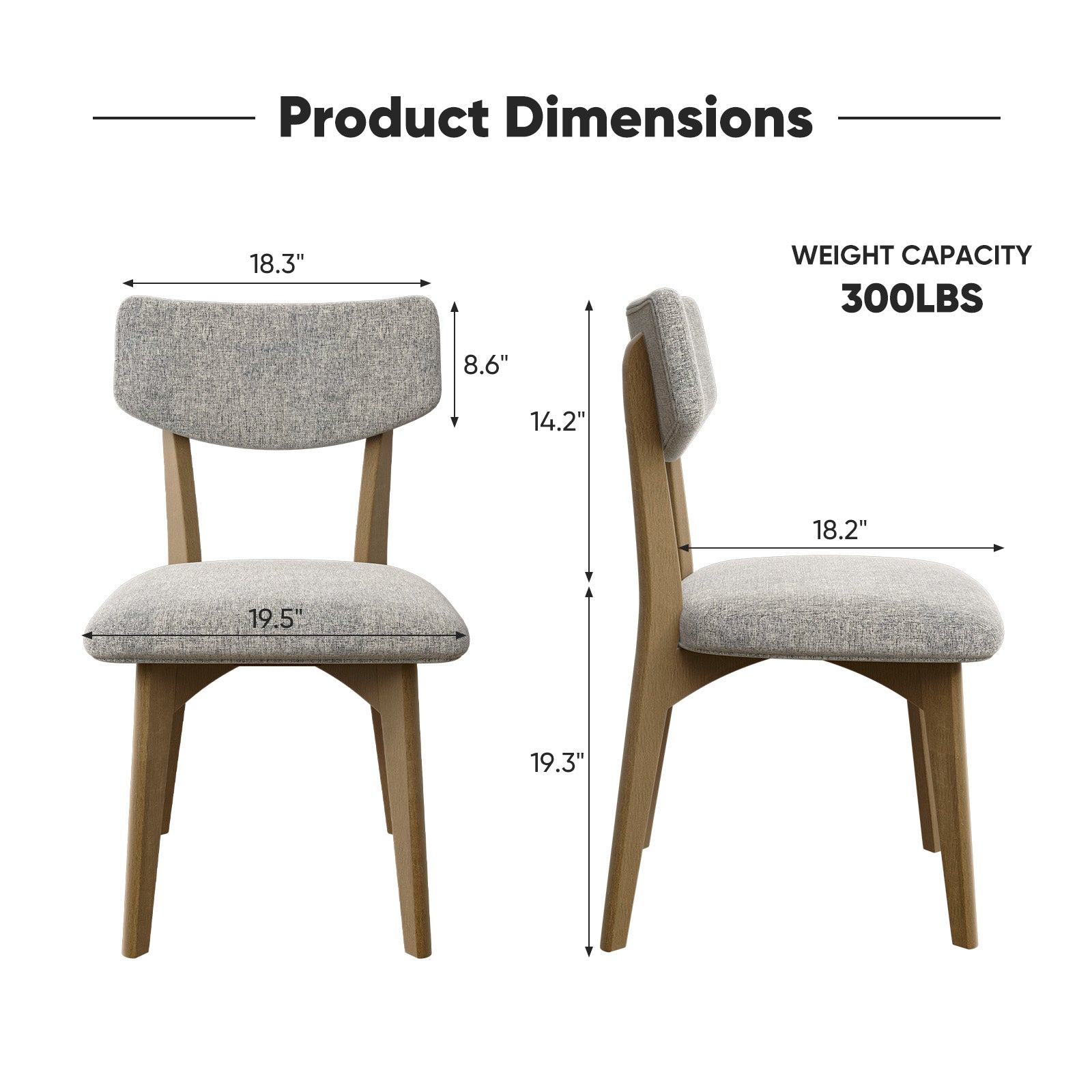 Modern Rubber Wood Dining Chair Chair*2 with Urethane Cushion - Perfect for Diningroom FU01038