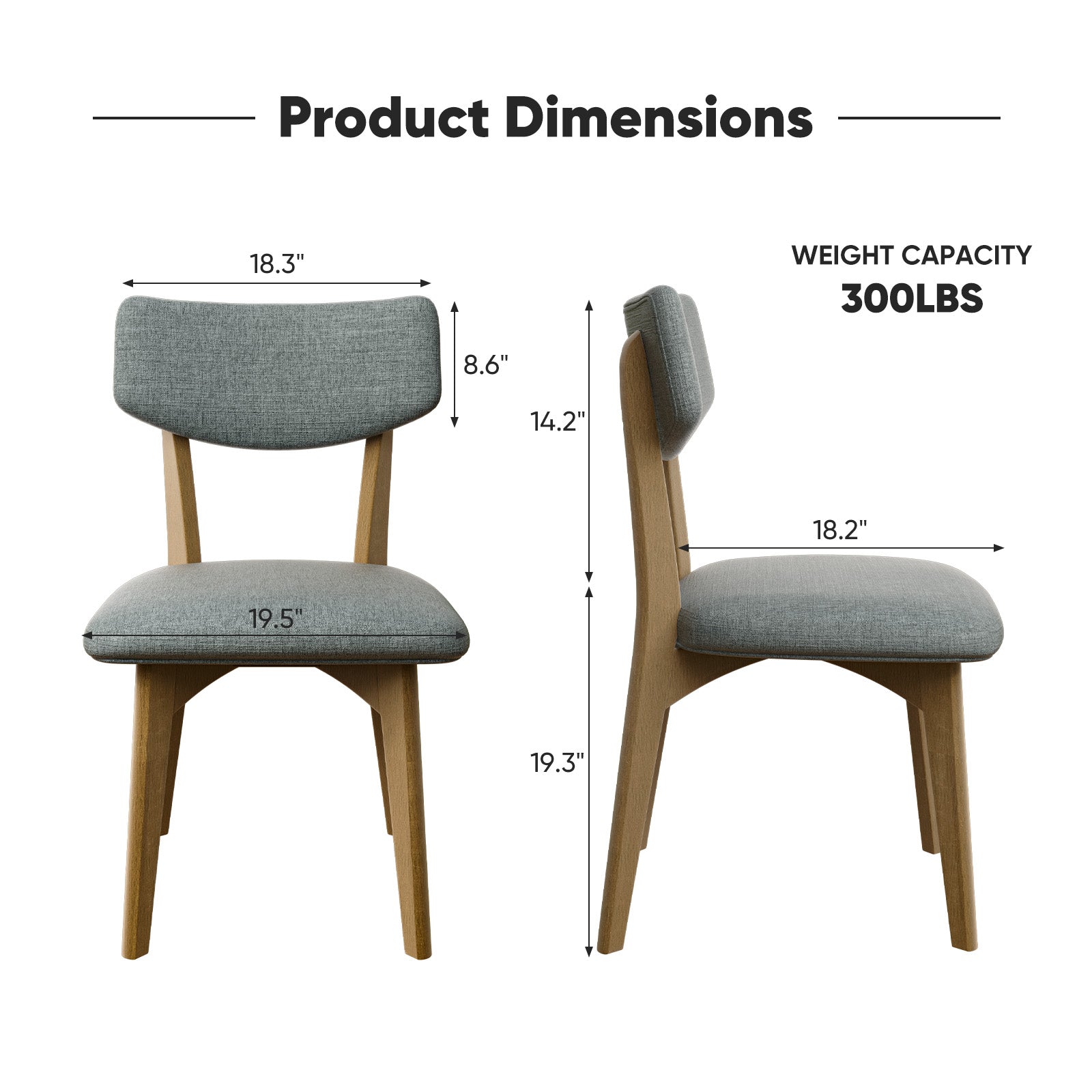 Modern Rubber Wood Dining Chair Chair*2 with Urethane Cushion - Perfect for Diningroom FU01038