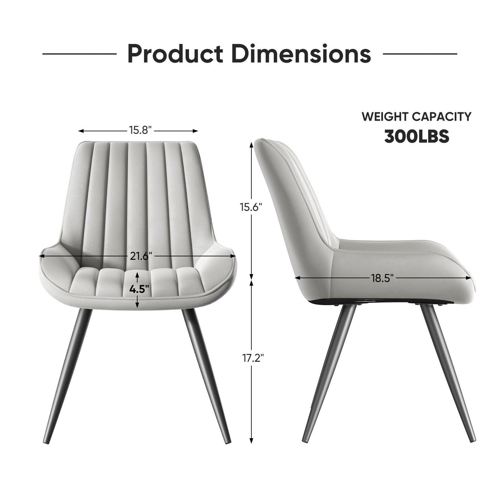 Modern Faux Leather Dining Chair with Soft Urethane Cushion High Back Chair Set of 2 or 4  FU01043