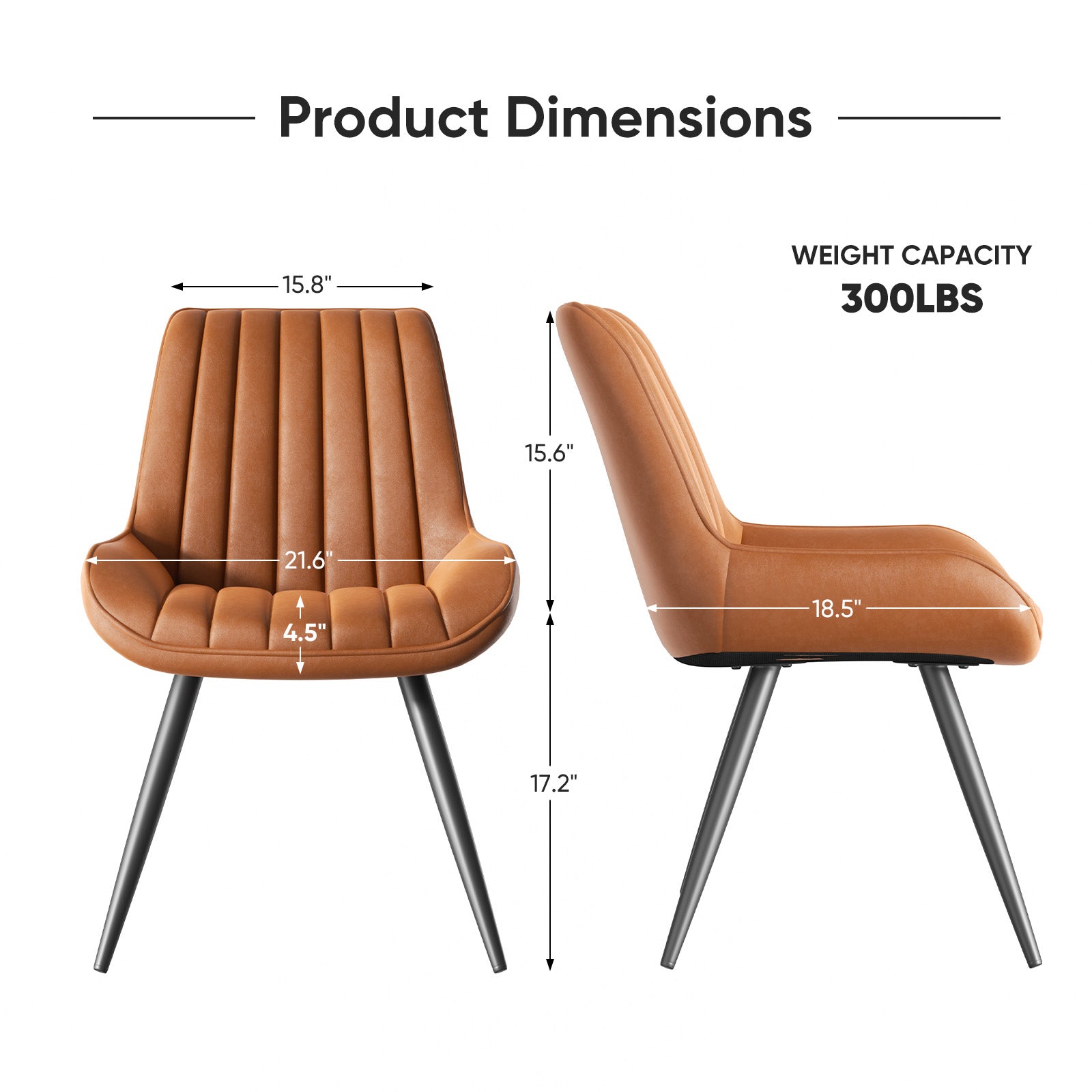 Modern Faux Leather Dining Chair with Soft Urethane Cushion High Back Chair Set of 2 or 4  FU01043