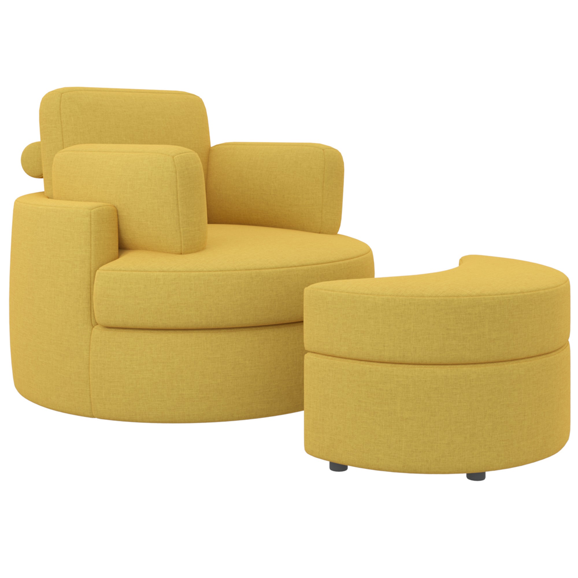 Modern Accent Sofa with Ottoman - Stylish Wood & Fabric Lounge Chair FU01046